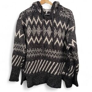 Victoria's Secret Gray Cream Aztec Cowl Neck Chunky Knit Sweater Small
